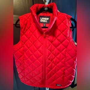 Lands' End Red Quilted Insulated Vest